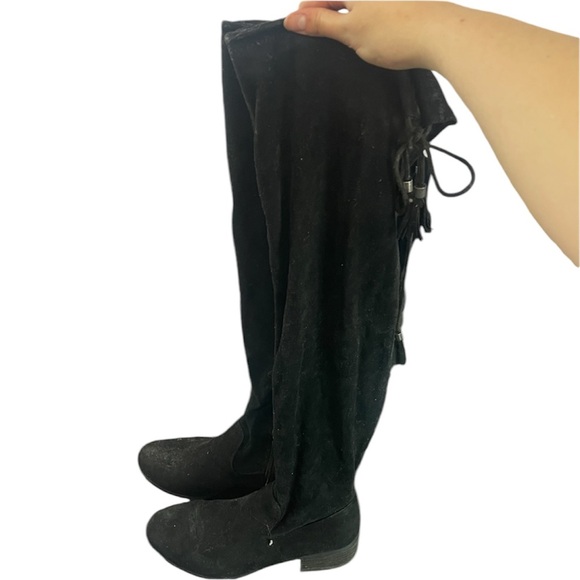 Black suede over knee boots - Picture 1 of 4